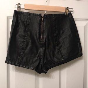 Black “leather” high waisted shorts